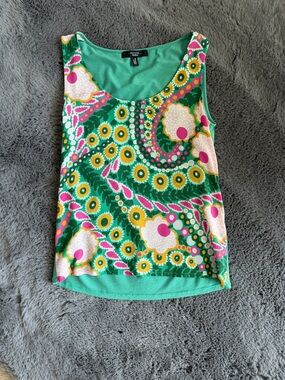 MaxMara Green Floral Tank Top Front 100% silk